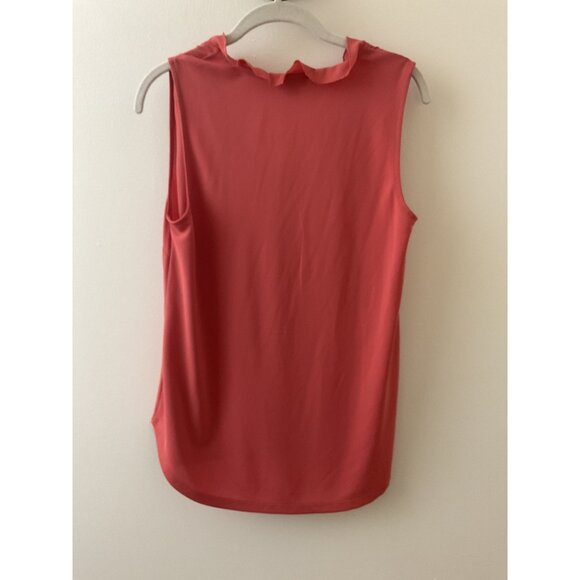 Ann Taylor Factory Sleeveless Coral Orange Top With Ruffle Neckline Womens XS - Picture 5 of 5